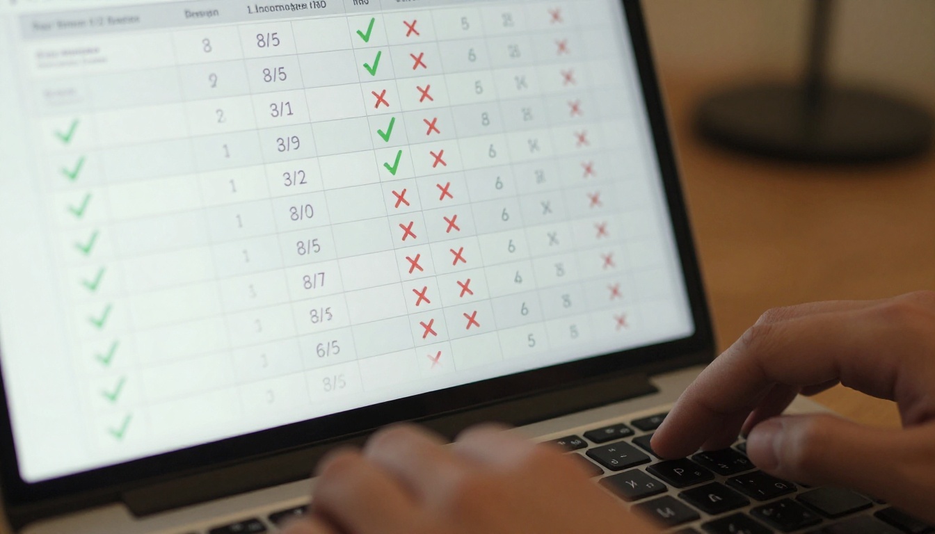 Laptop screen showing pricing comparison table