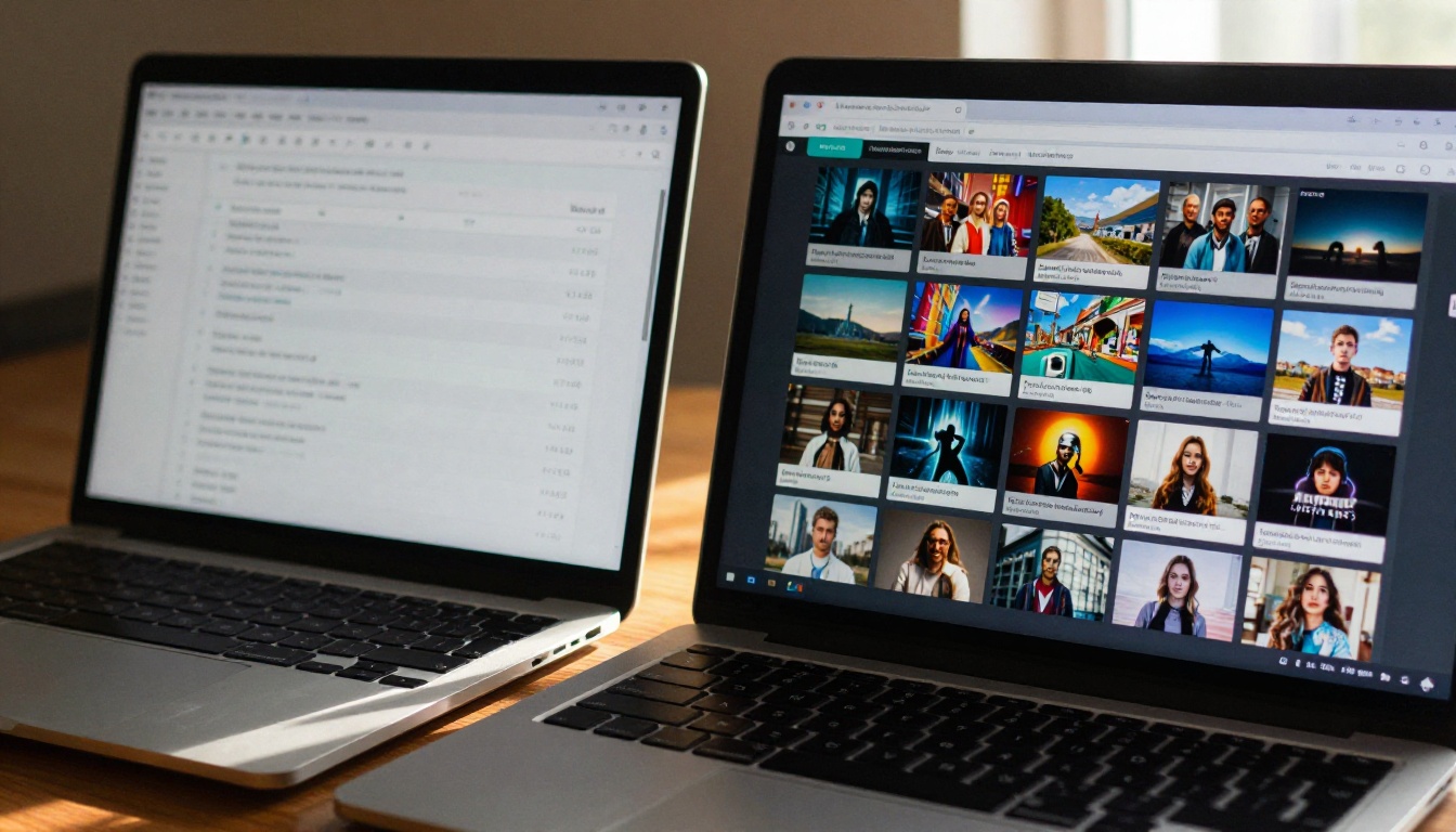 Two AI platforms compared on side-by-side laptops Two AI platforms compared on side-by-side laptops
