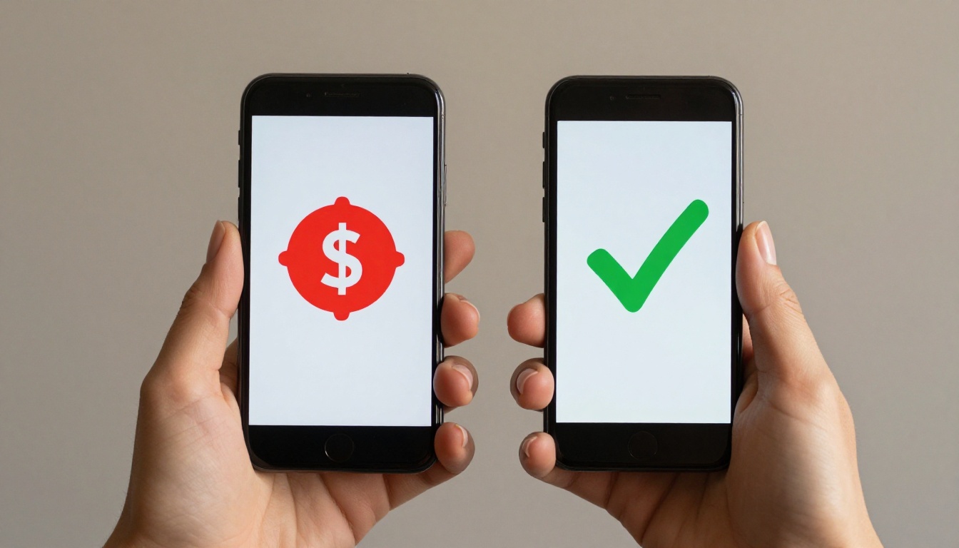 Price comparison between two AI platforms shown on smartphones