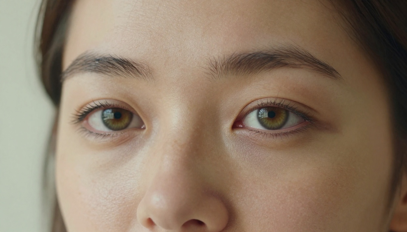 Extreme close-up portrait of a woman with hazel-green eyes in natural north window light