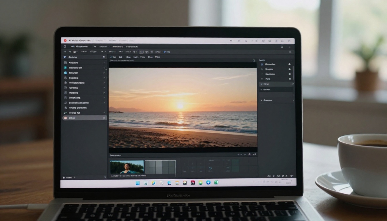 Laptop screen showing AI video generation interface