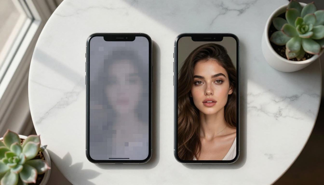 Side-by-side comparison of censored versus unrestricted AI image output on mobile screens