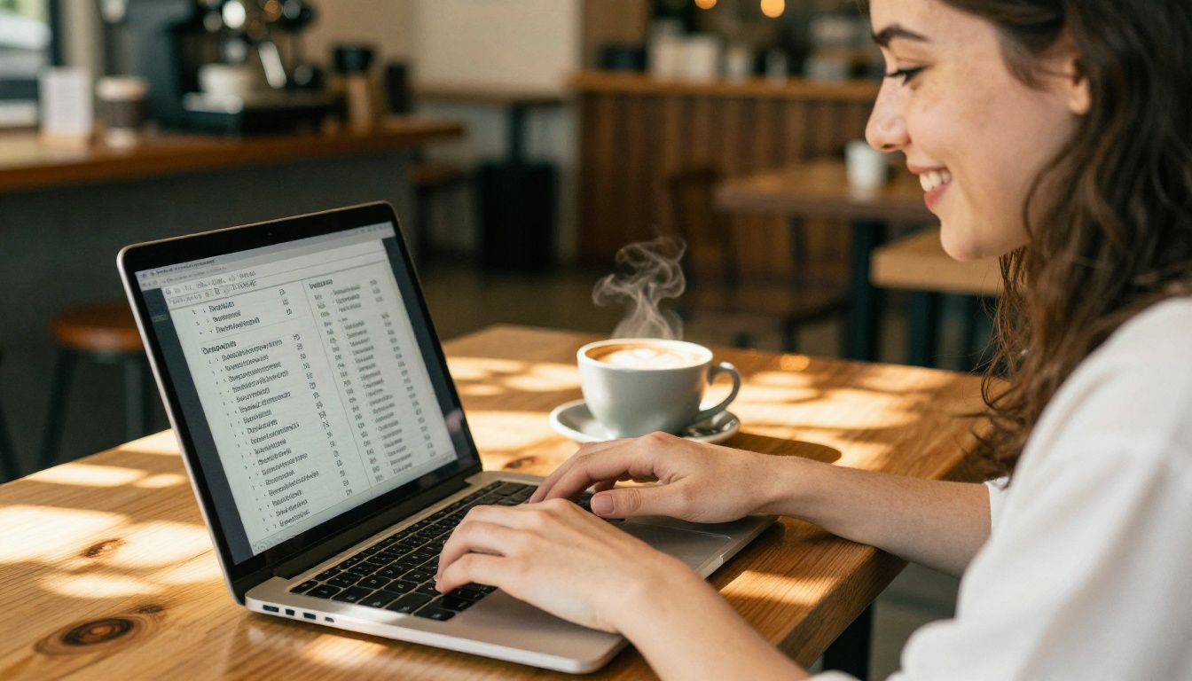 Creator comparing AI platforms at a laptop in a cafe