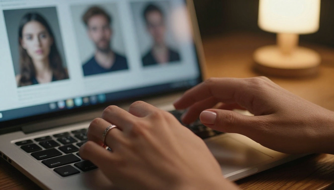 Close-up of hands typing an AI image generation prompt