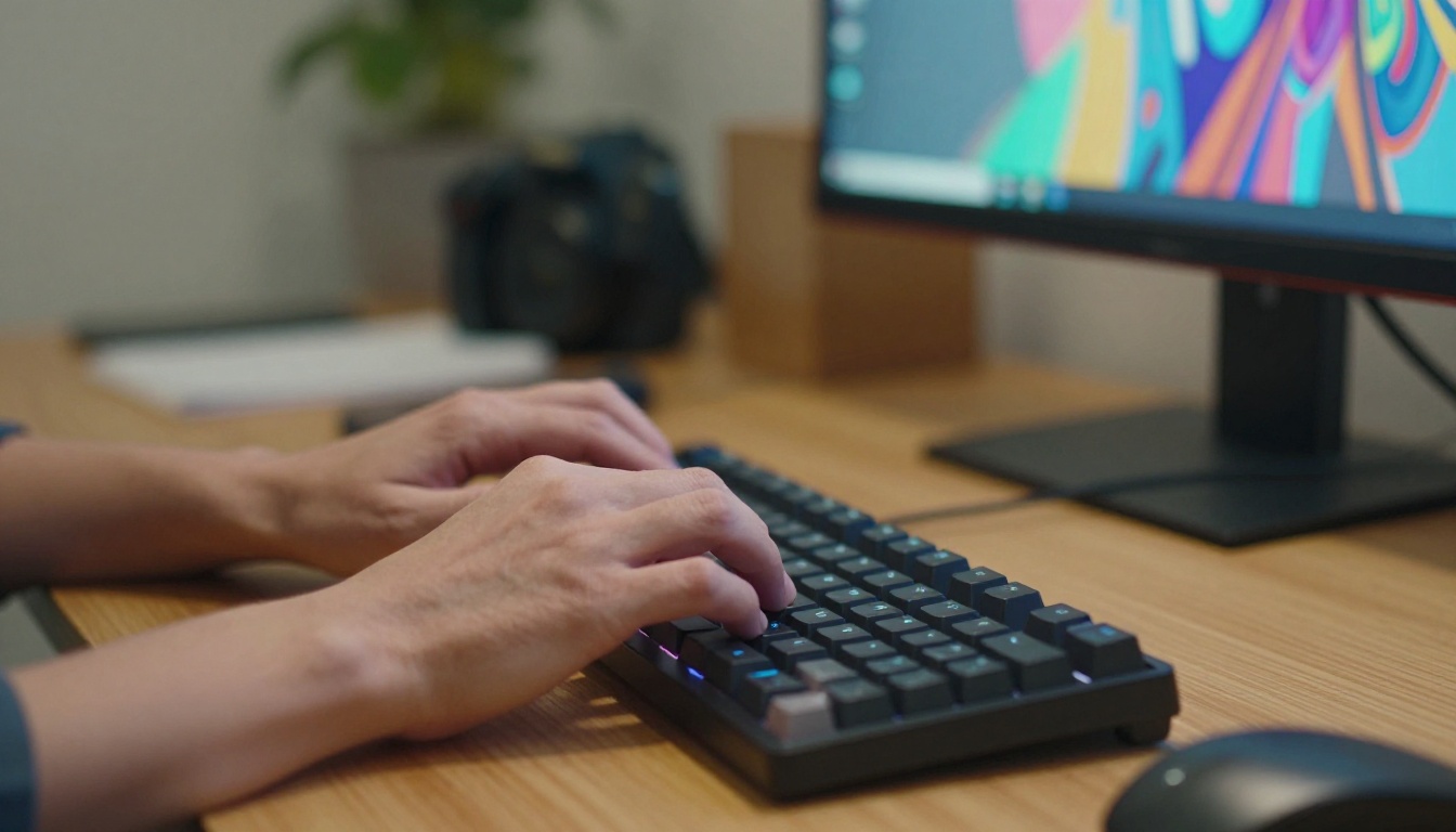 Creative professional at desk working with AI image tools