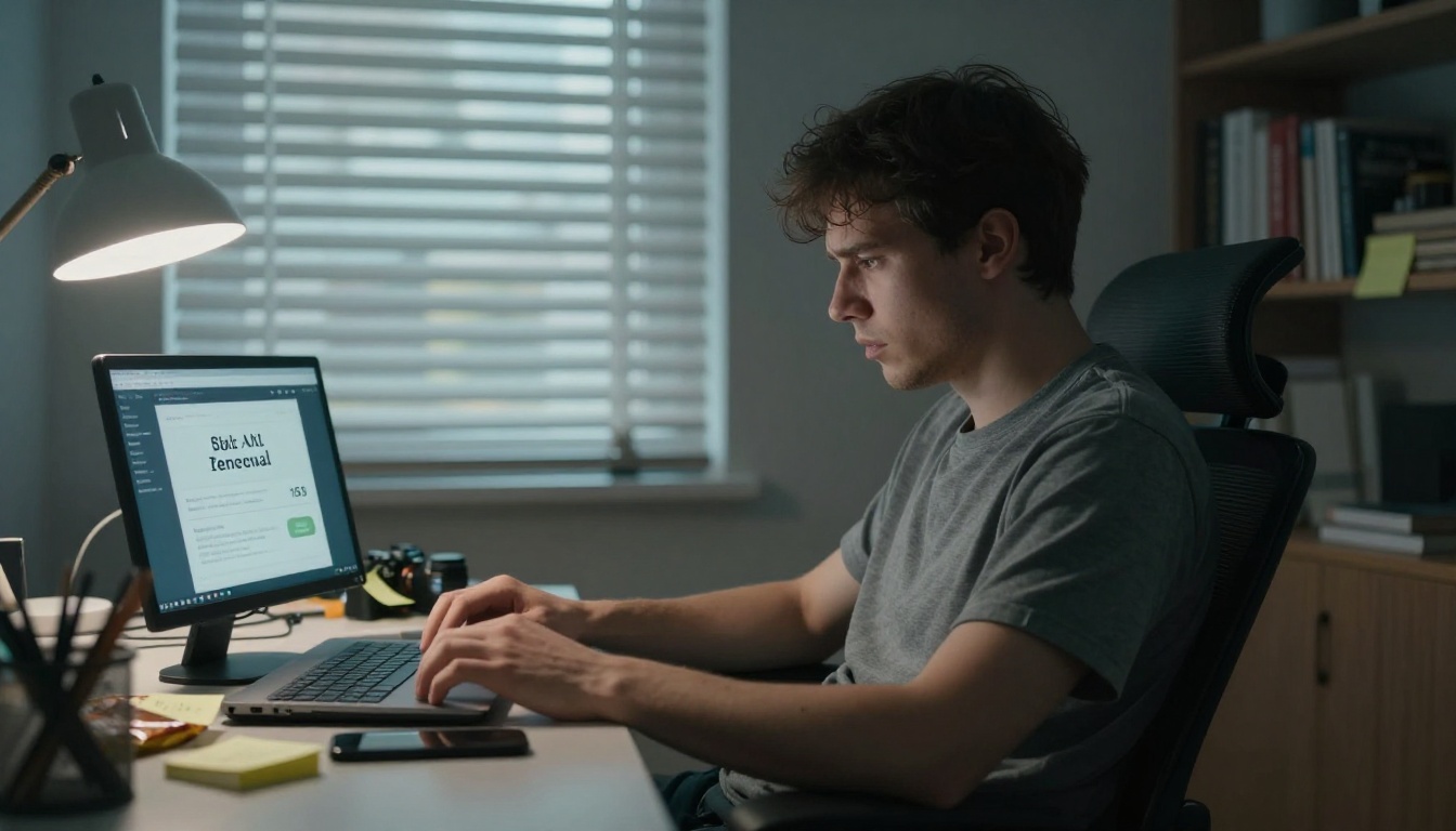 A frustrated designer staring at a subscription renewal notice A frustrated designer staring at a subscription renewal notice