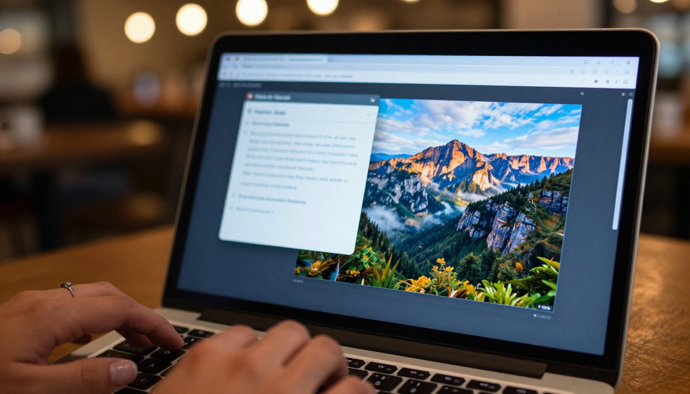 Close-up of laptop showing AI text-to-image interface and prompt box