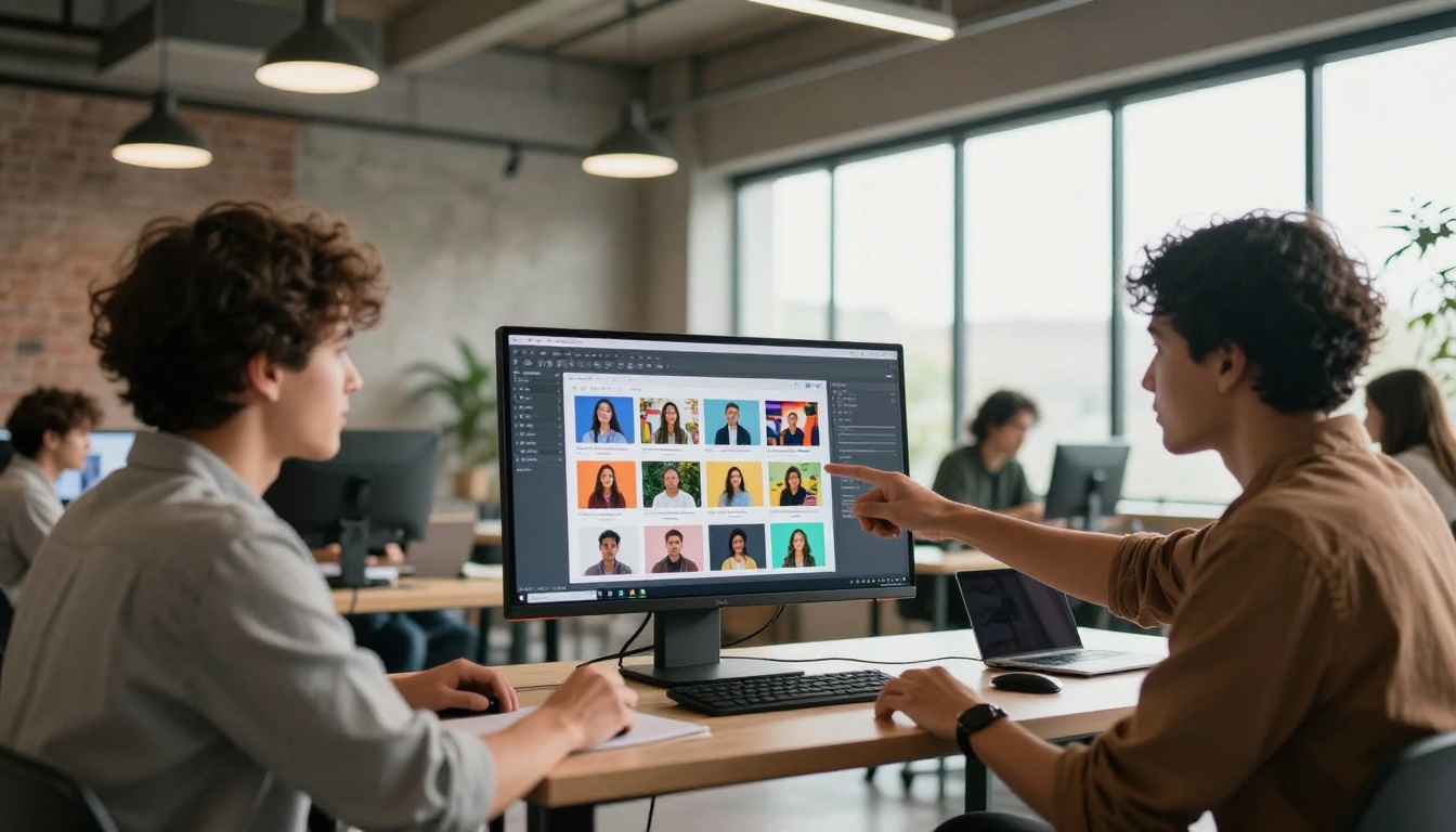 Creators gathered around an AI image generation platform Creators gathered around an AI image generation platform