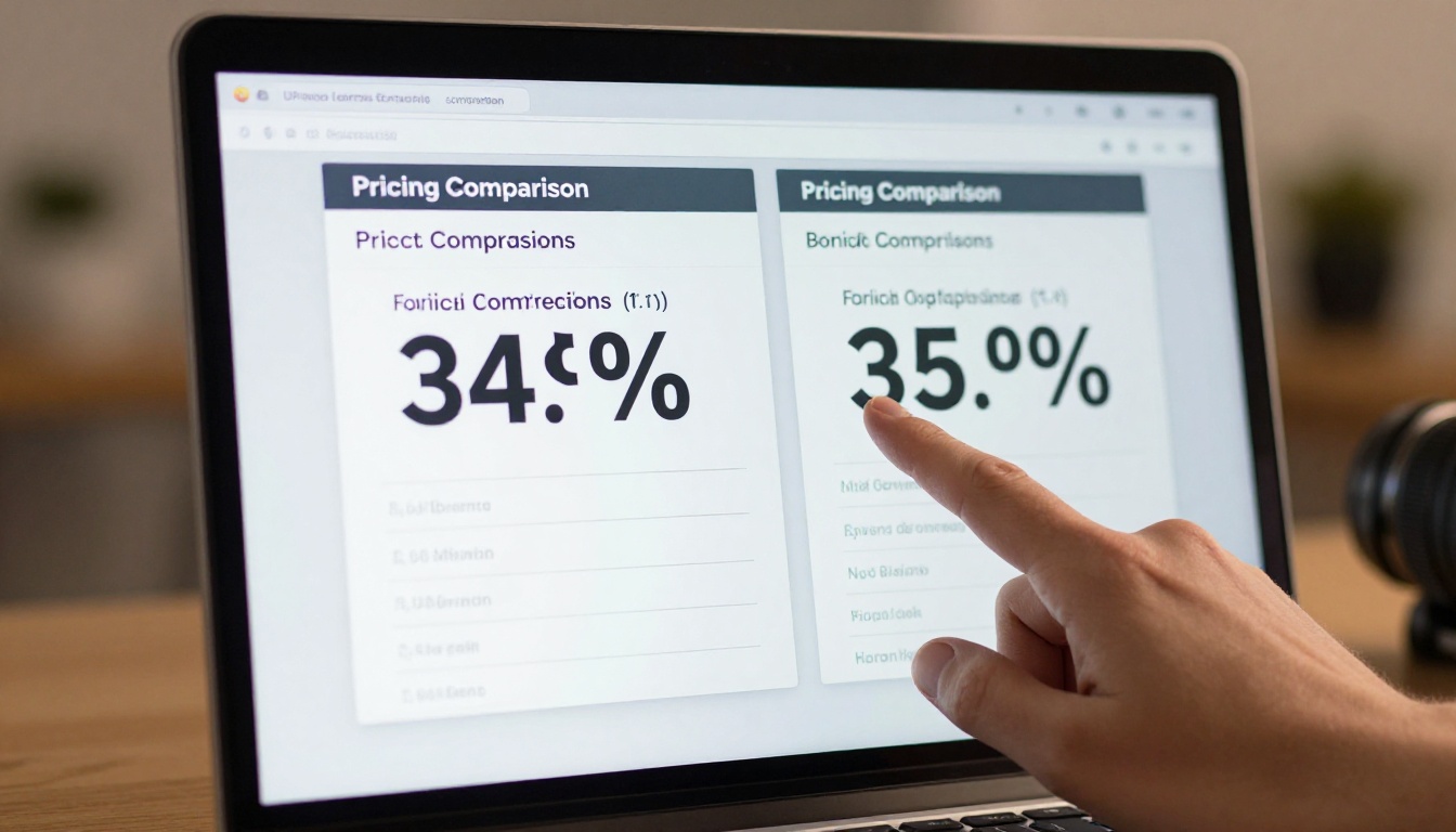 A pricing comparison interface on a computer screen A pricing comparison interface on a computer screen