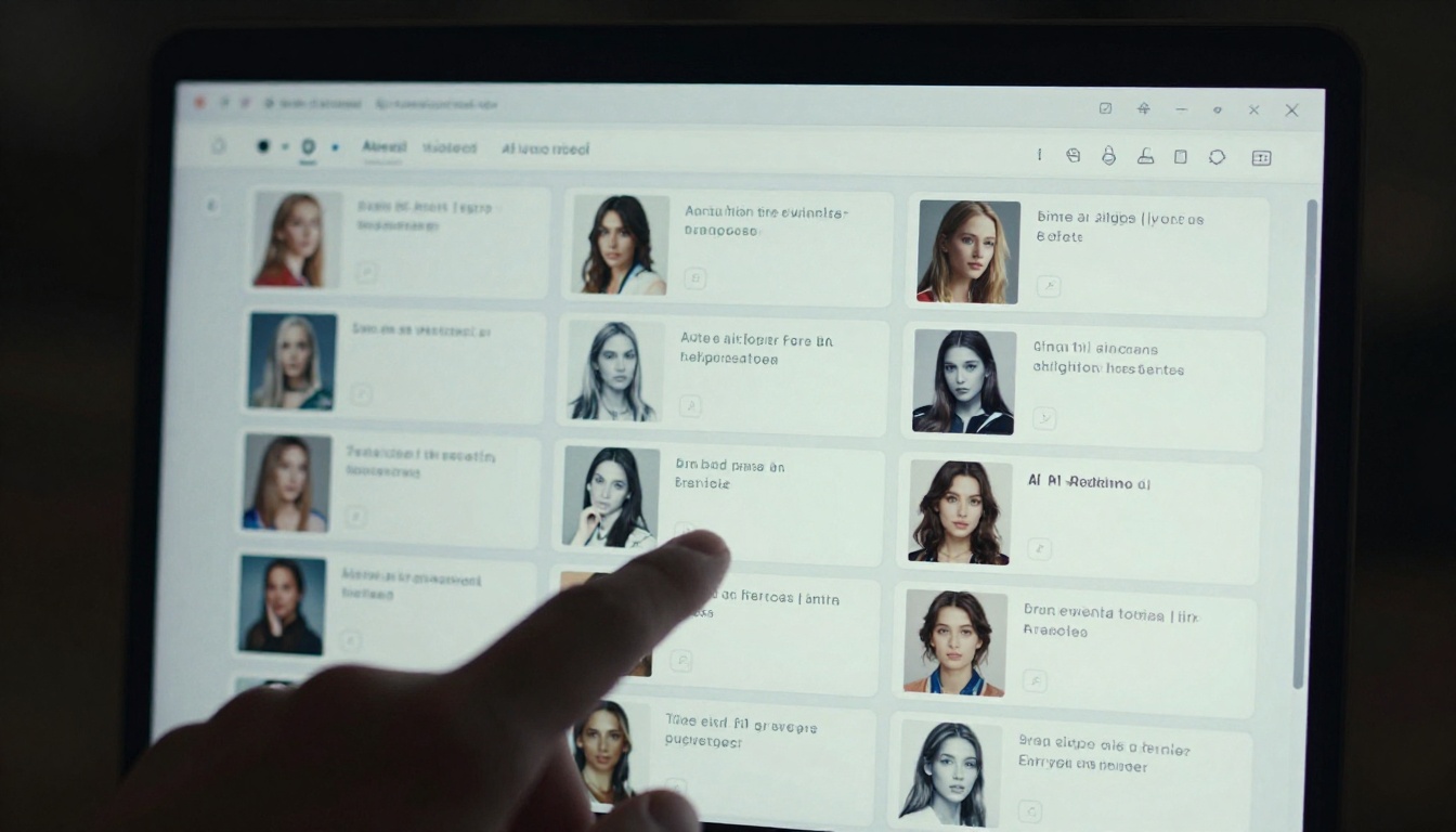 Laptop screen showing AI model selection interface in dark room