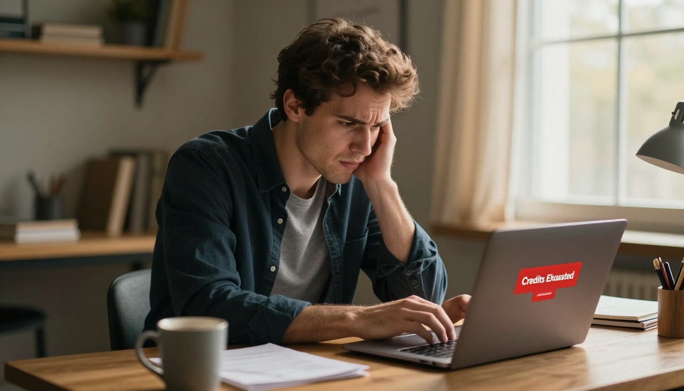 Frustrated professional watching credits drain on AI platform