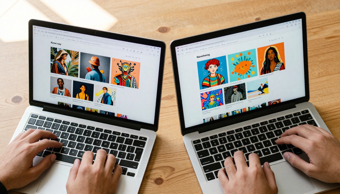 Two creators comparing their AI platform results side by side