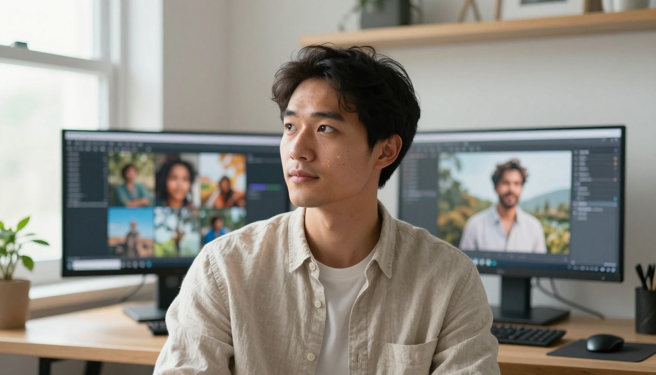 Professional man comparing two AI image platform screens side by side