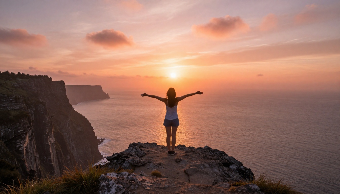 Travel photography cliff ocean sunrise for Instagram