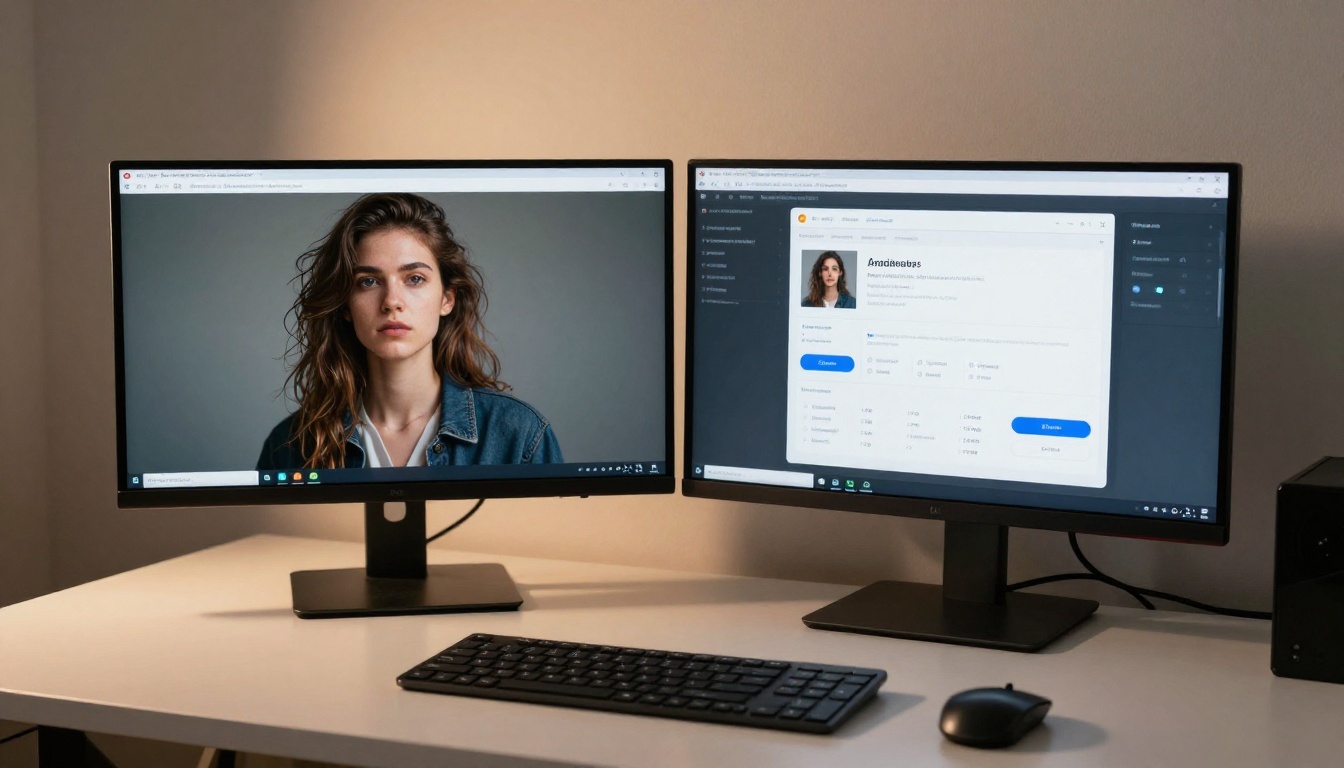 AI creative studio dual monitor comparison