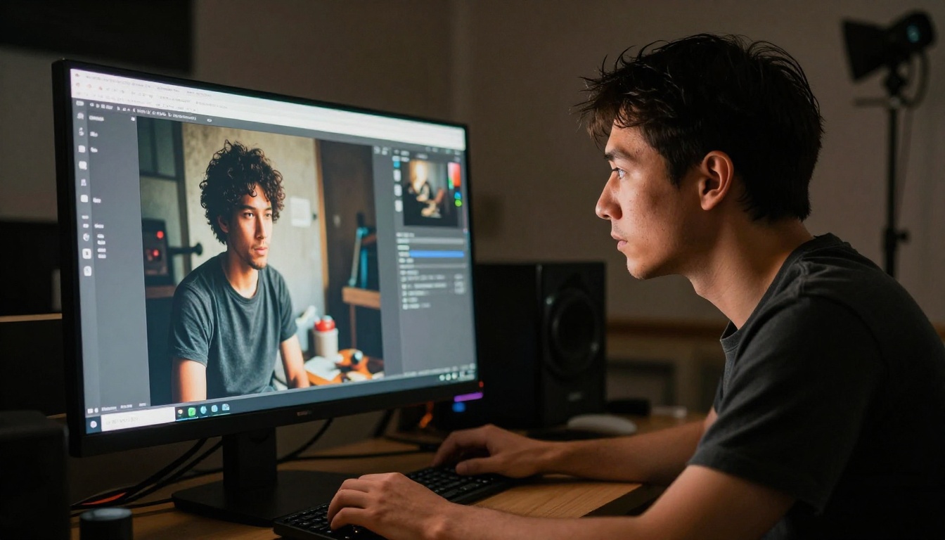 Professional photographer reviewing AI image quality comparison