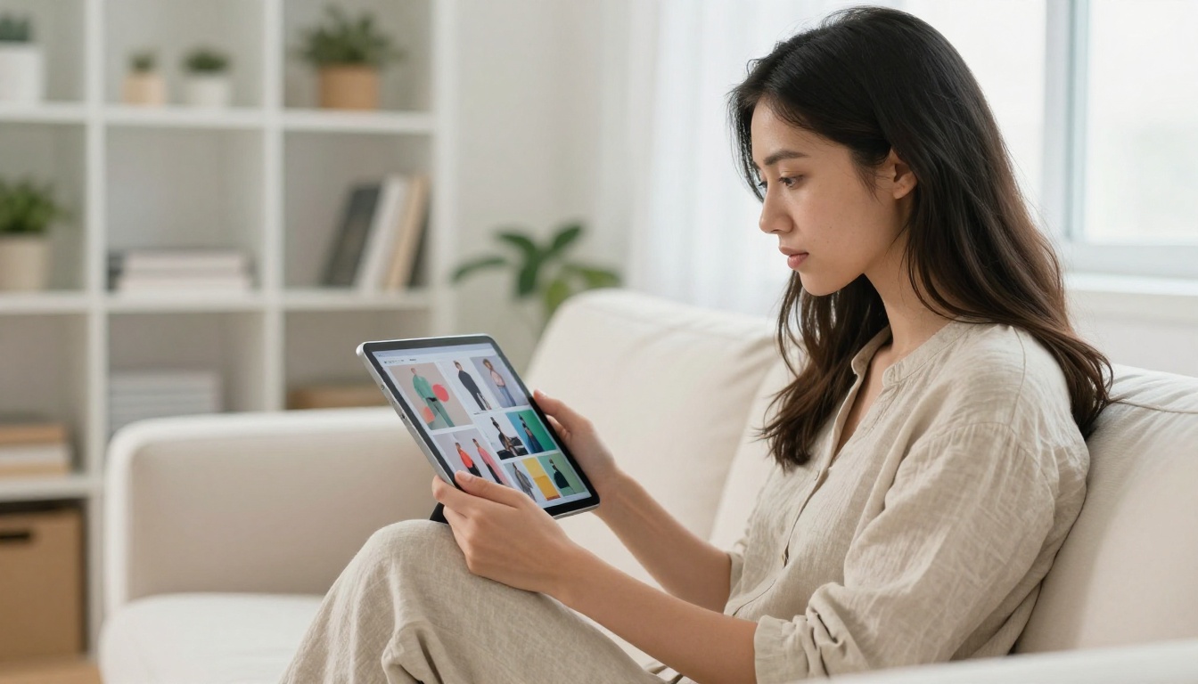 AI creative professional reviewing generated content on a tablet in a modern studio AI creative professional reviewing generated content on a tablet in a modern studio