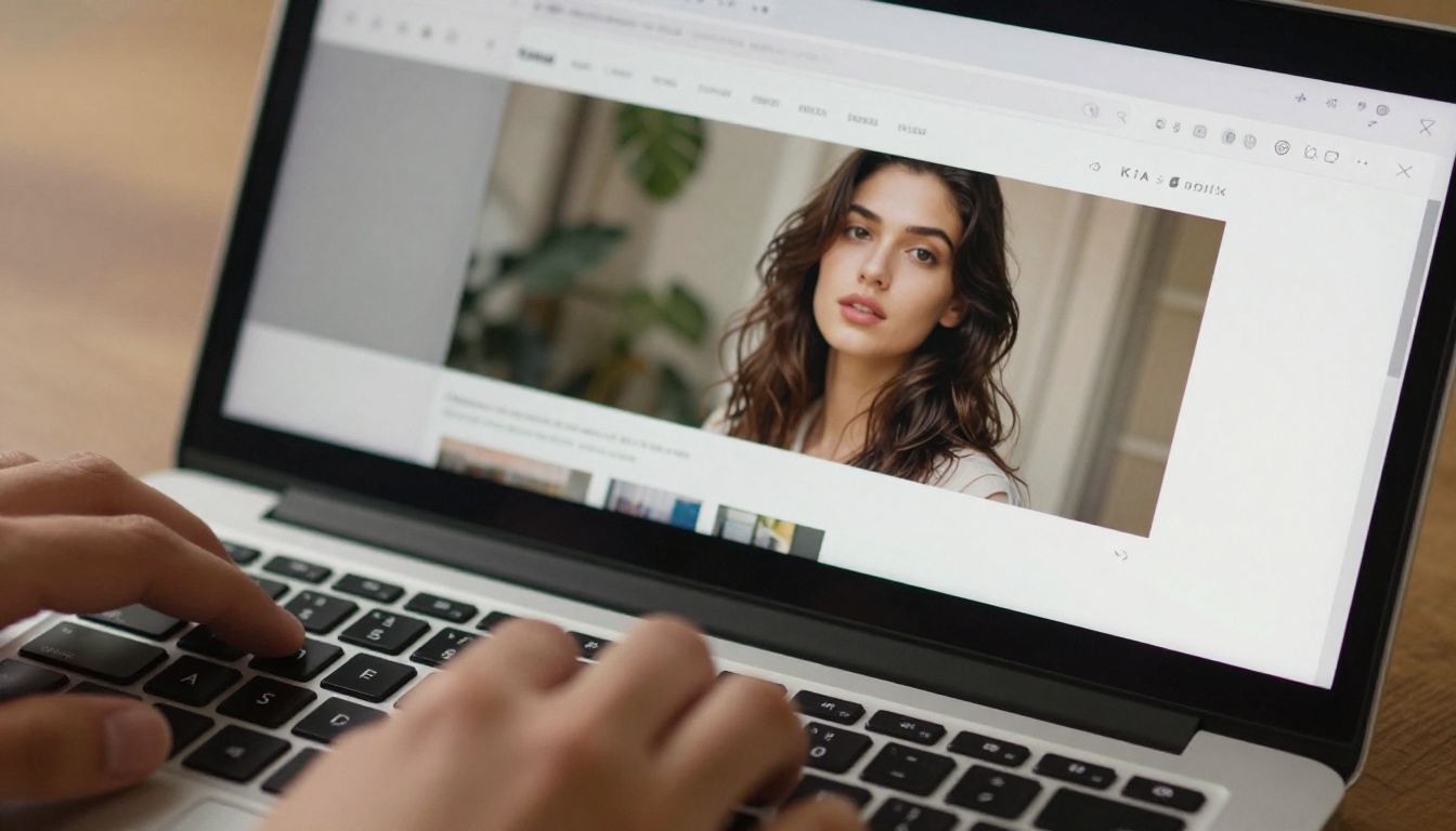 Close-up of a laptop screen with AI image generation platform open, showing ease of use