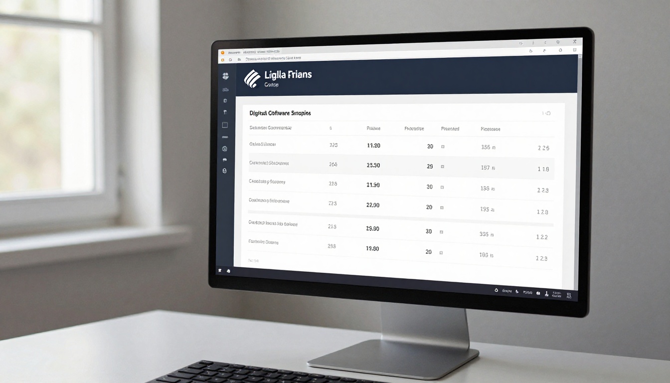 Pricing comparison on a desktop monitor in a clean white office