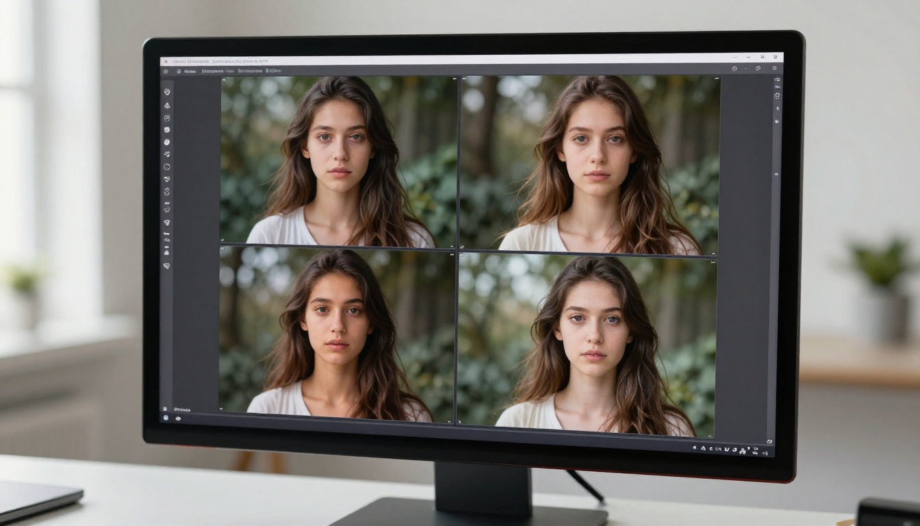 Monitor displaying side-by-side comparison of AI model outputs Monitor displaying side-by-side comparison of AI model outputs