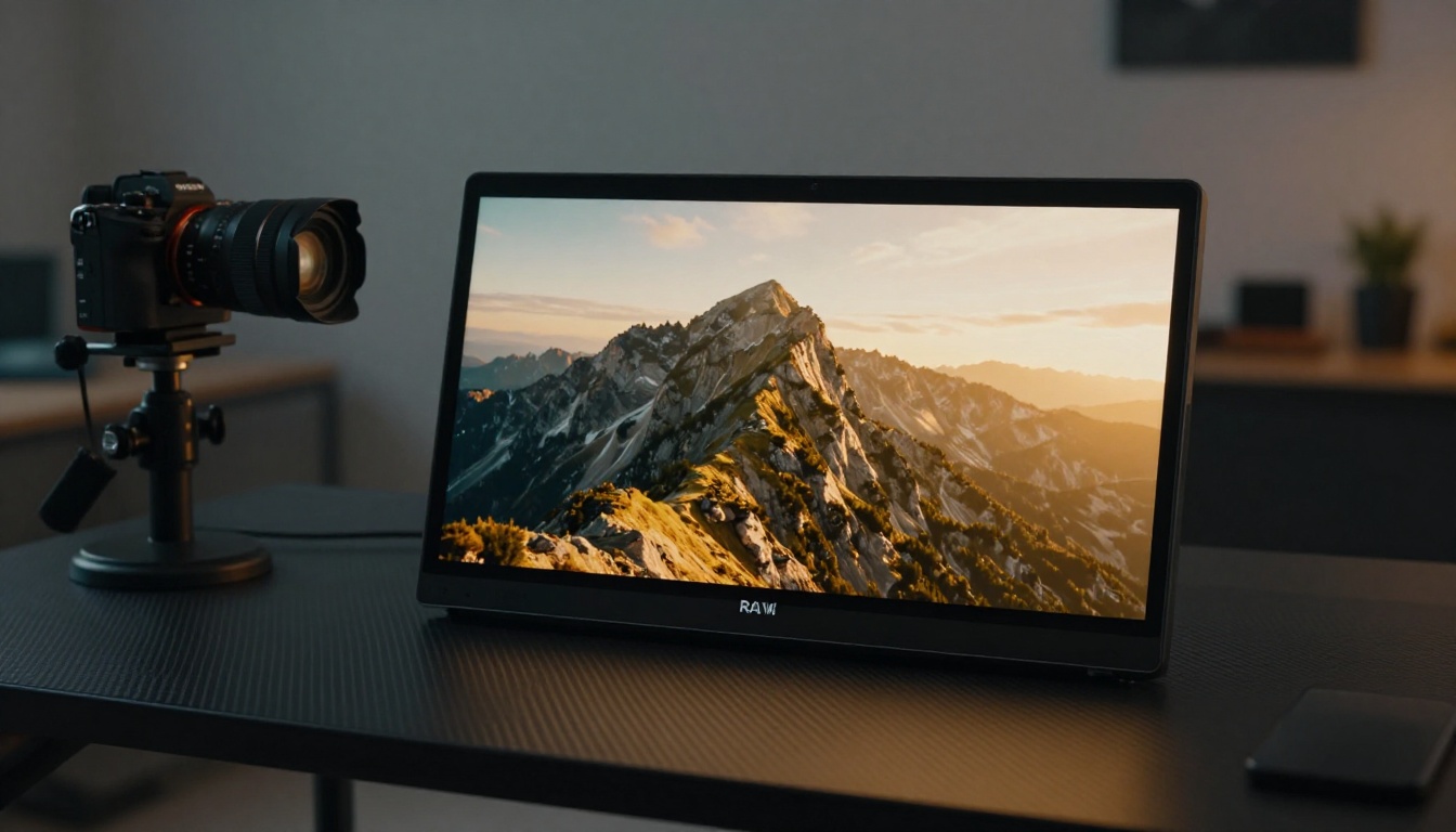 AI video creator reviewing footage at a professional monitor setup AI video creator reviewing footage at a professional monitor setup