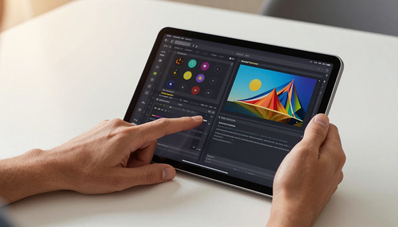 Designer comparing AI tool interfaces on tablet