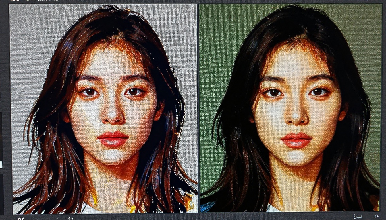 Close-up of a computer screen showing AI image generation in progress