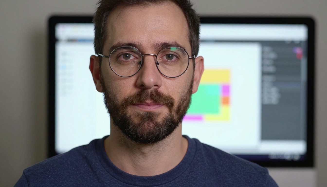 Professional creative designer looking directly at camera with calm expression