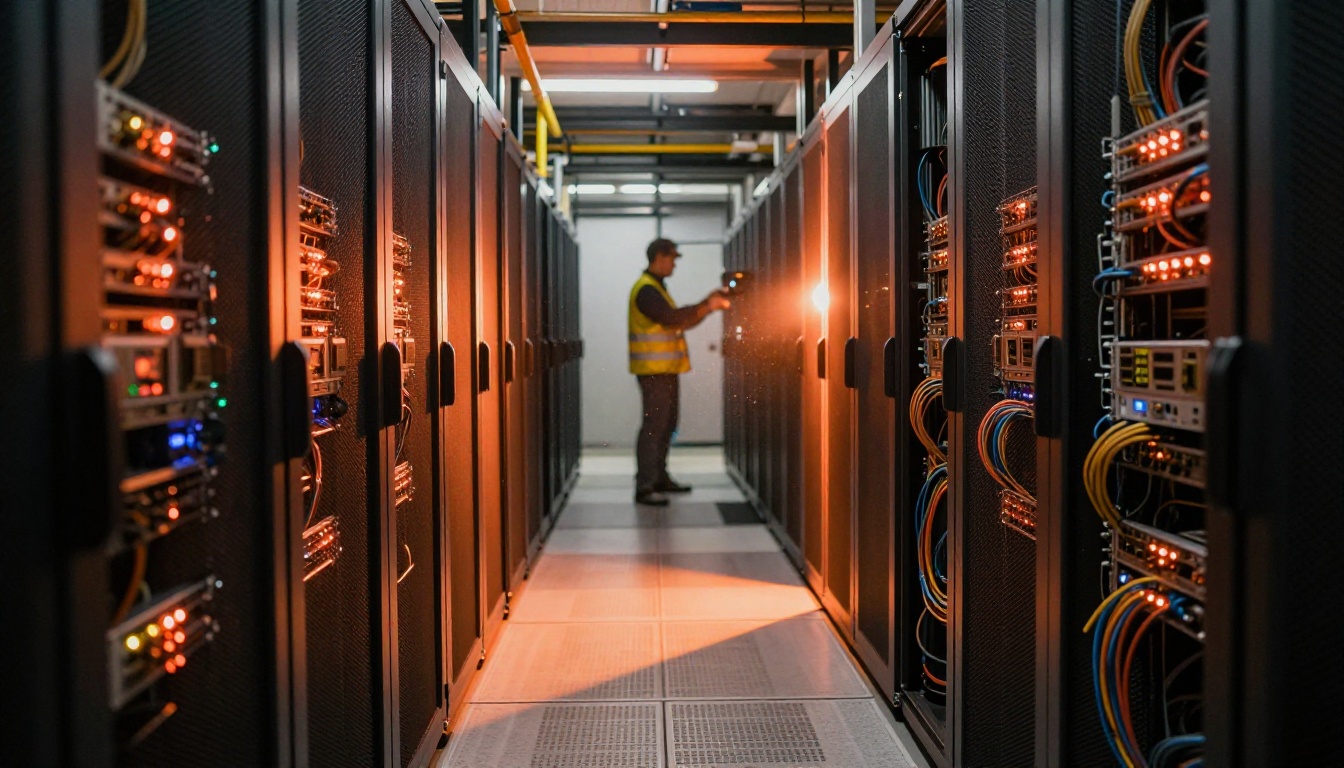 Google AI data center server infrastructure hallway