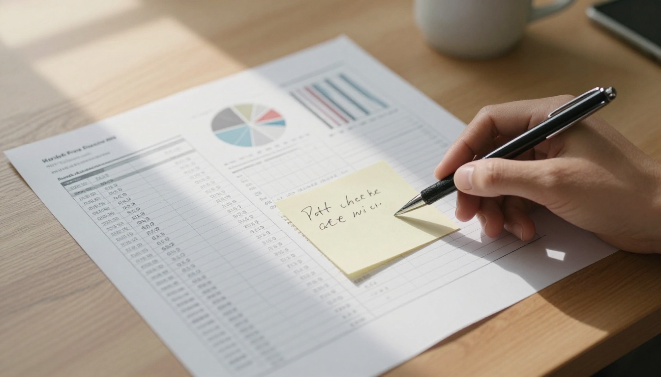 Overhead shot of pricing comparison analytics documents on desk