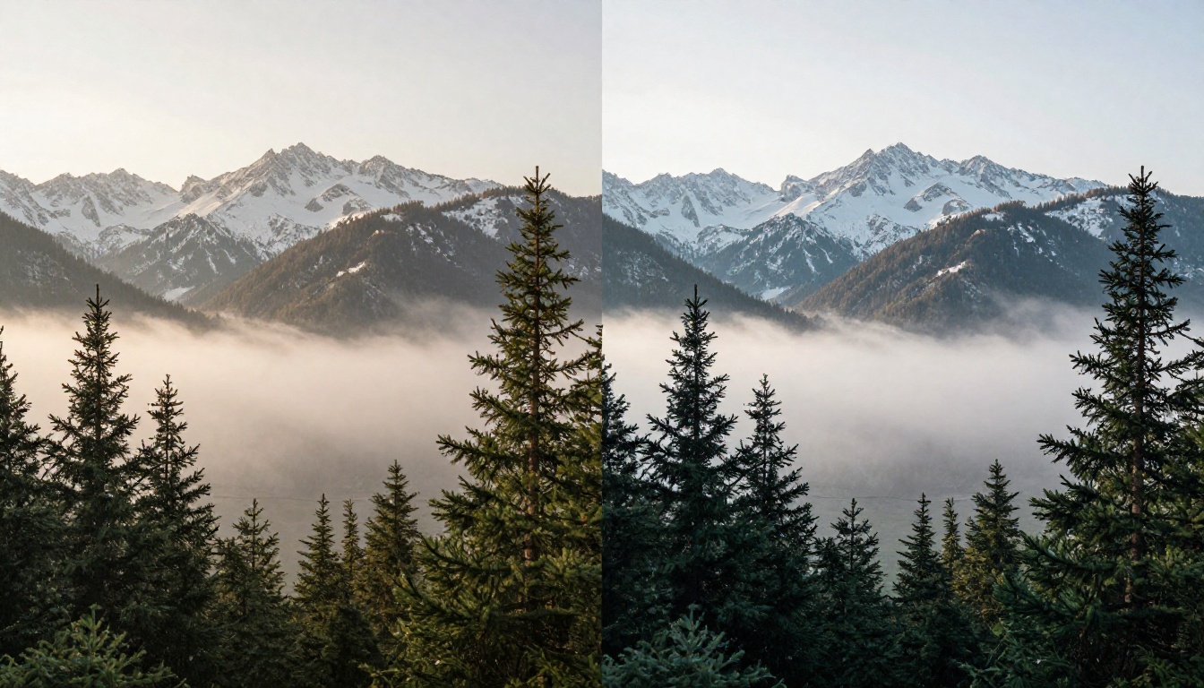 Side-by-side landscape comparison of AI image generation styles