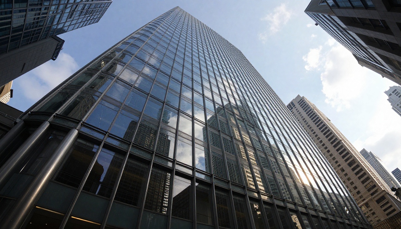 Low-angle architectural photography demonstrating AI-generated detail