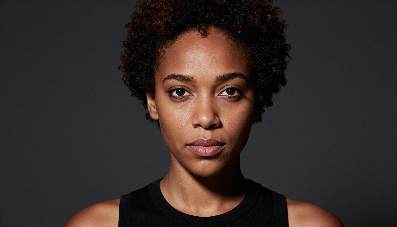 Dramatic studio beauty portrait of a woman with high contrast lighting