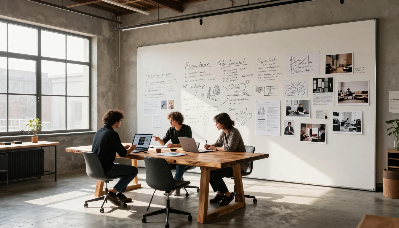 Creative professionals collaborating in a modern design studio