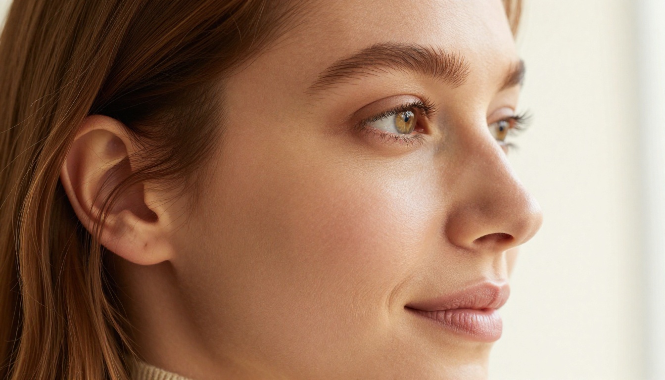 Close-up side profile portrait with Rembrandt lighting and film grain
