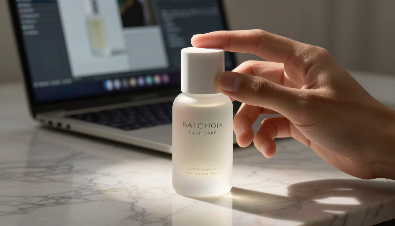 Luxury product photography on marble surface created with AI