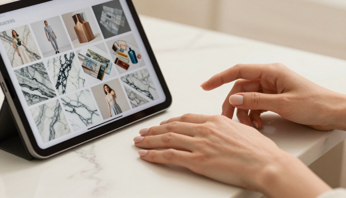 Hands selecting from AI image gallery