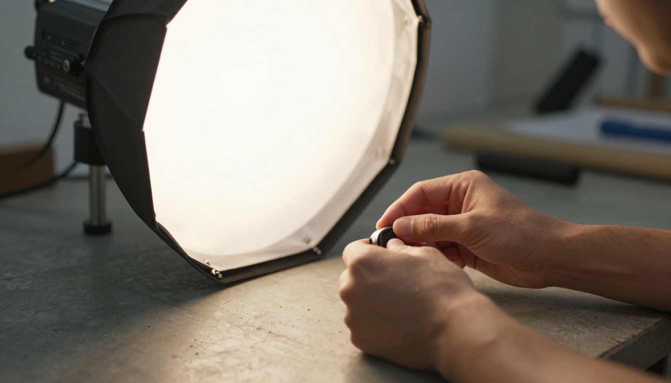 Studio lighting equipment close-up