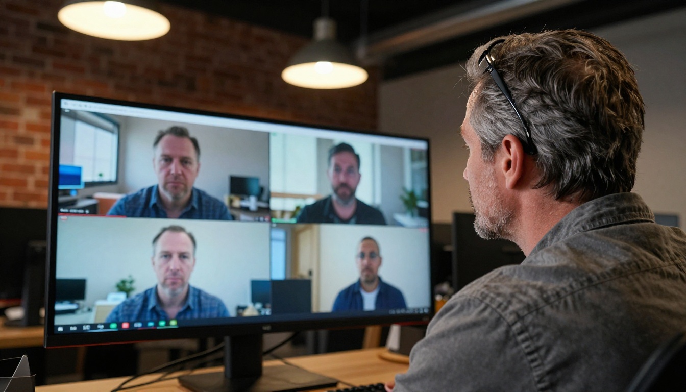 Professional reviewing video comparison on monitor