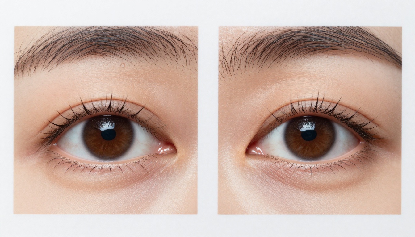 Eye detail comparison showing upscaling quality difference between two AI tools