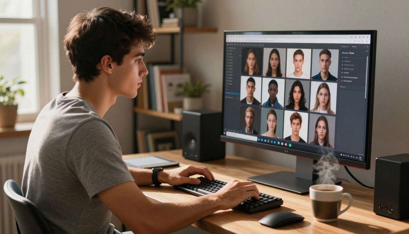 Browsing an AI model marketplace at a creative studio Browsing an AI model marketplace at a creative studio