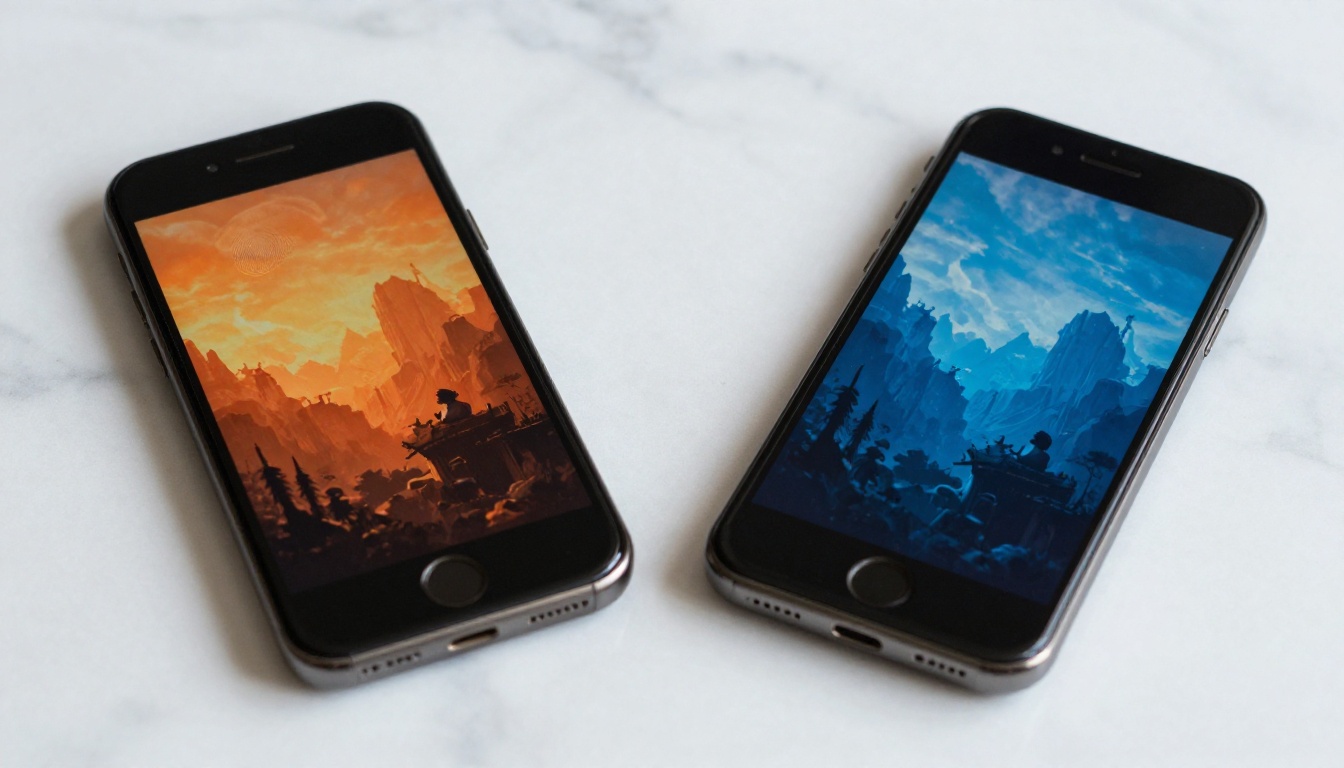 AI art comparison on two smartphones side by side