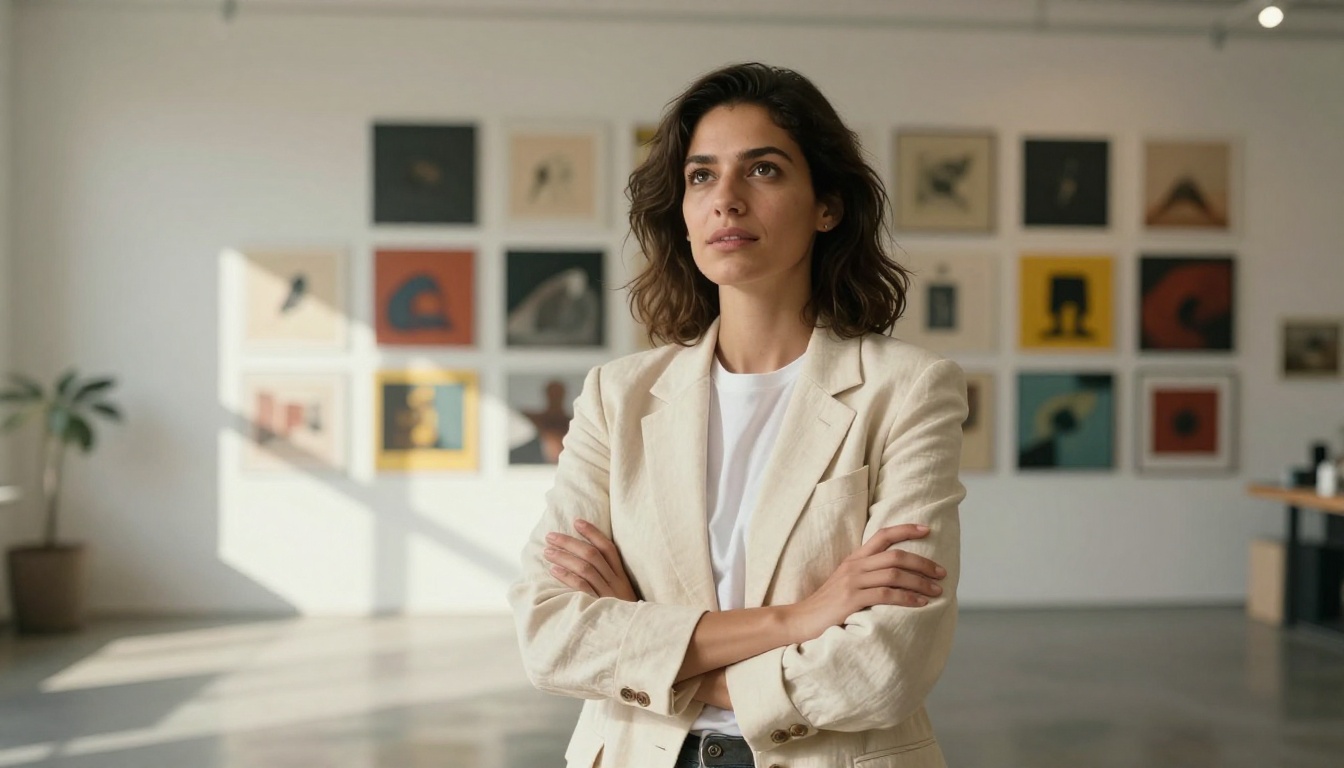 Confident creative professional standing in art studio