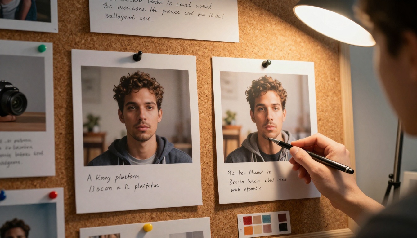 Comparison cork board showing two AI platform results pinned side by side