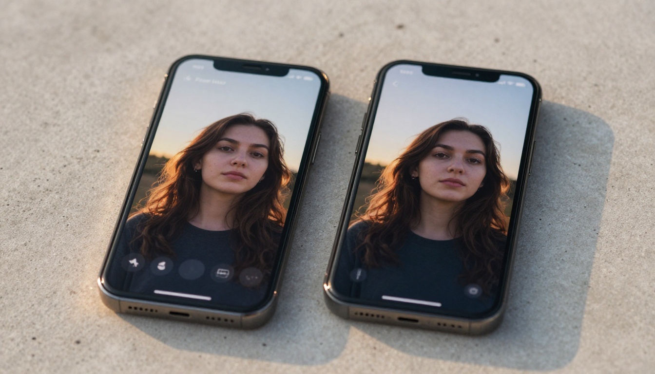 Two smartphones side by side showing AI image generation outputs