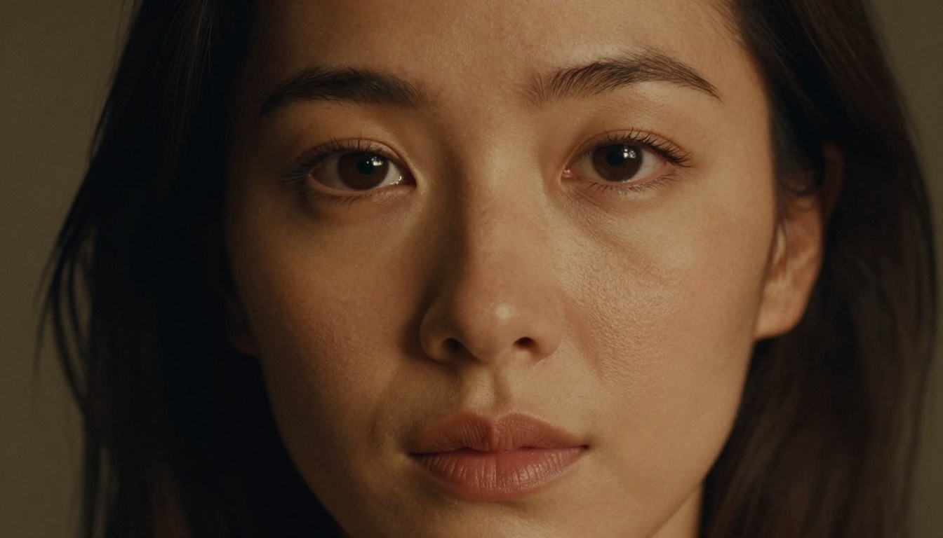 Cinematic portrait close-up with film lighting and natural skin detail