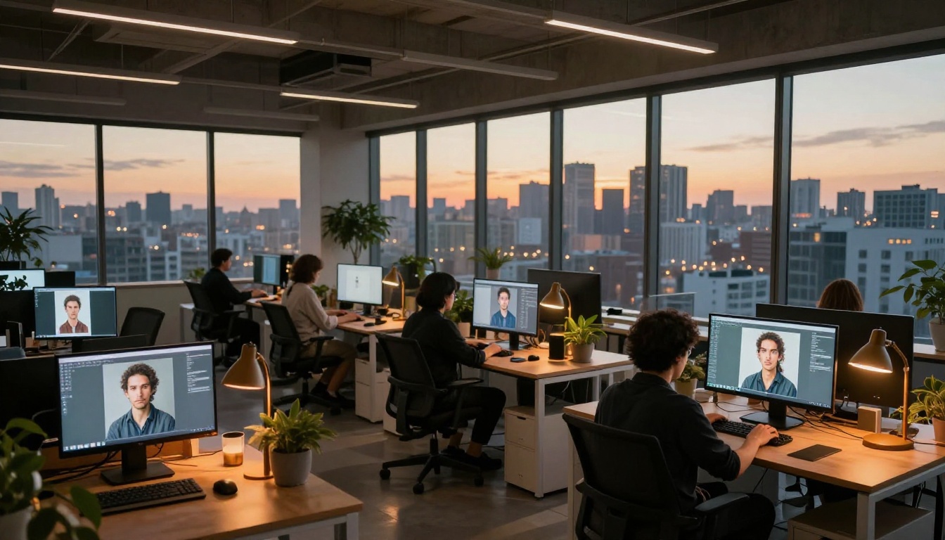 Creative professionals comparing AI platforms in a modern studio