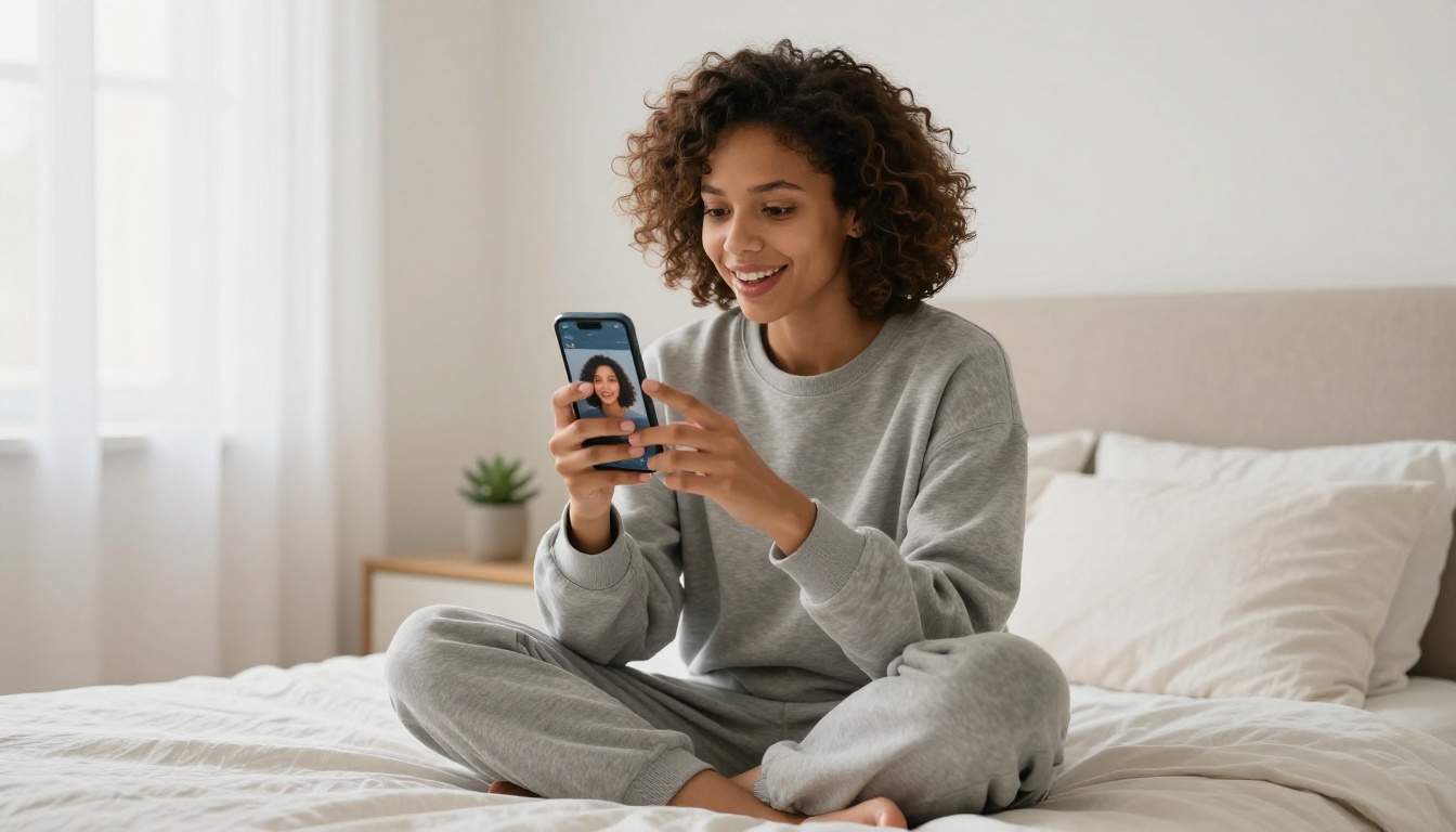 Content creator discovering the possibilities of AI image generation on her phone