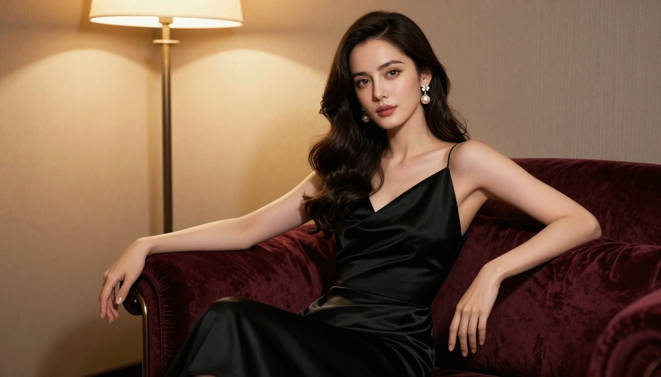 Elegant woman in fashion editorial setting