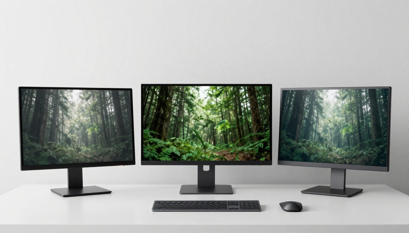Three monitors side by side comparing AI video generation quality levels